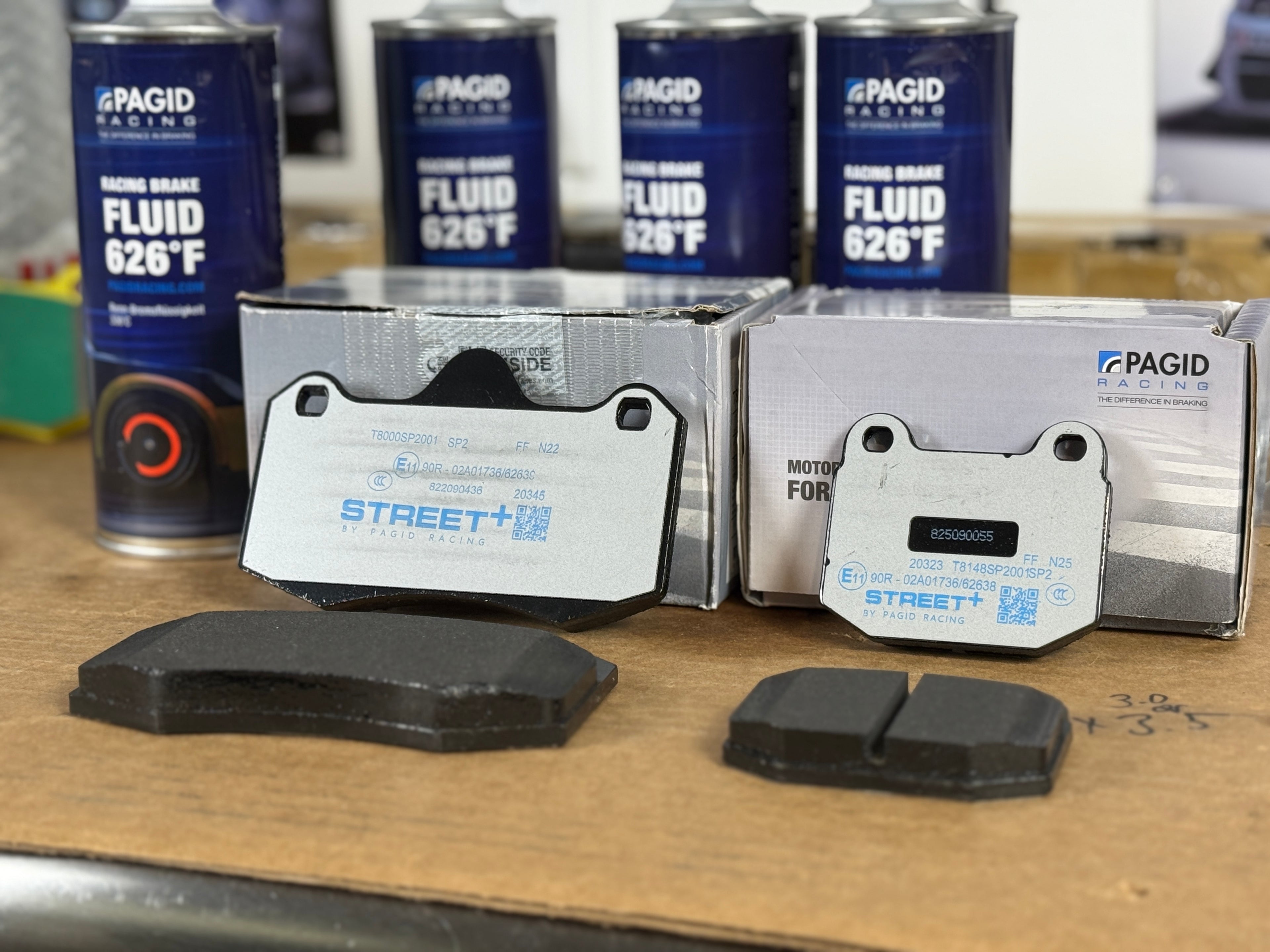 Pagid Street+ Front/rear brake pads for SPL Racing brake kit R32, R33, R34